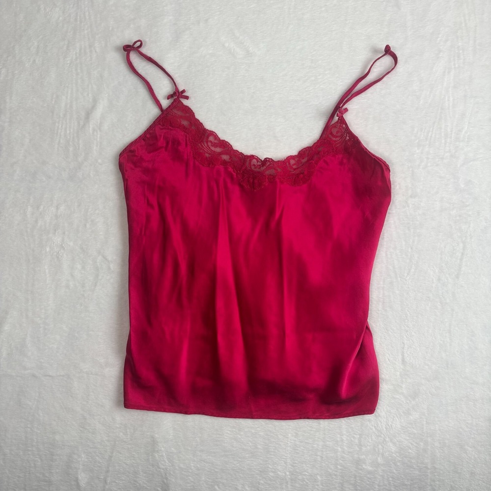 VTG Victoria's Secret Lace Trim Spaghetti Strap Scoop Neck Camisole Top‎ Womens